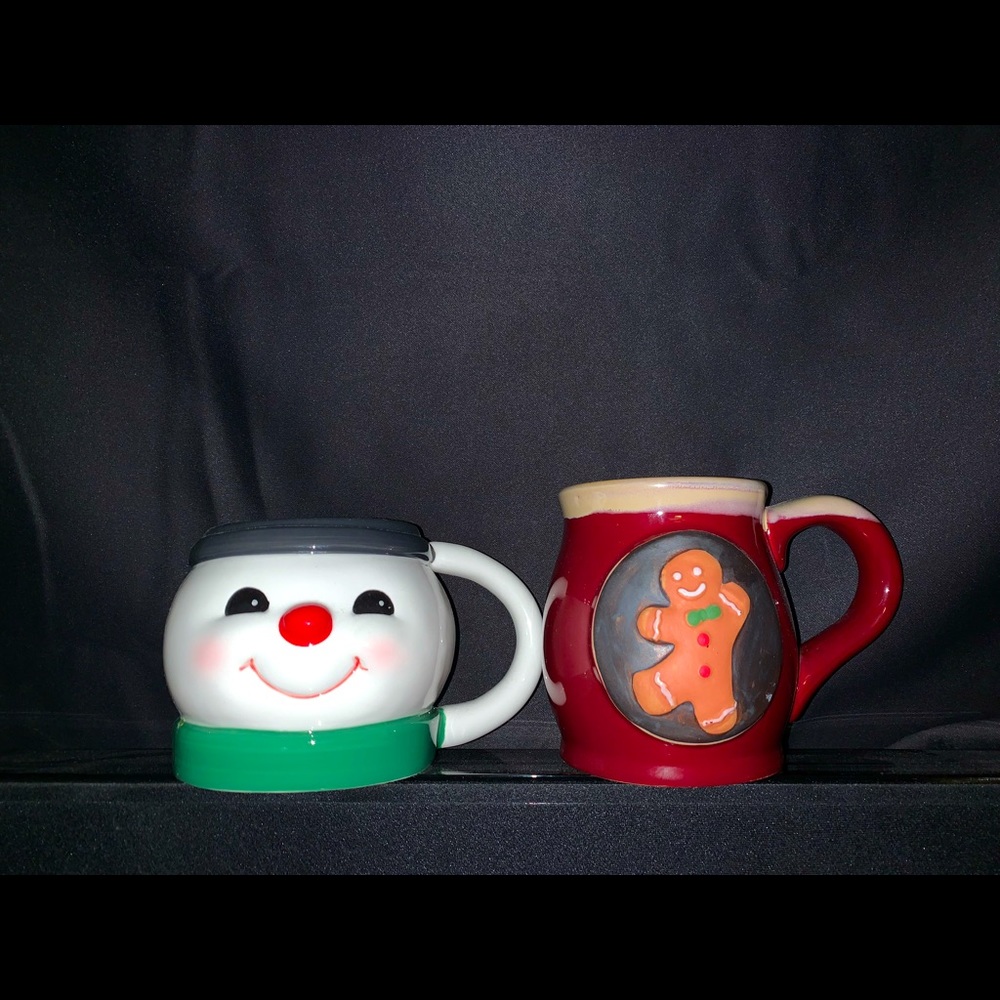 Frosty The Snowman & Gingerbread Man Ceramic Mugs